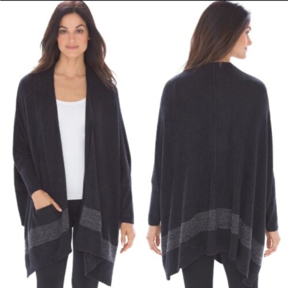 Barefoot Dreams Cliffside Wrap Cardigan Charcoal Grey One Size - Picture 11 of 11